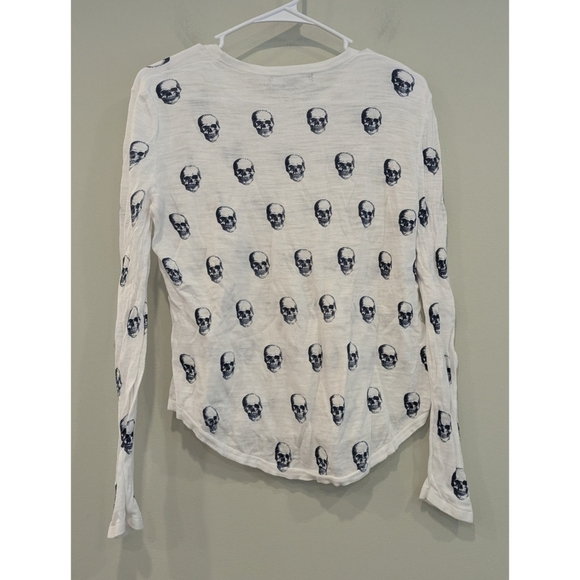 Skull Cashmere Kalissa Skull Print Lomg Sleeve Cotto. Tshirt Size XS - Picture 5 of 8